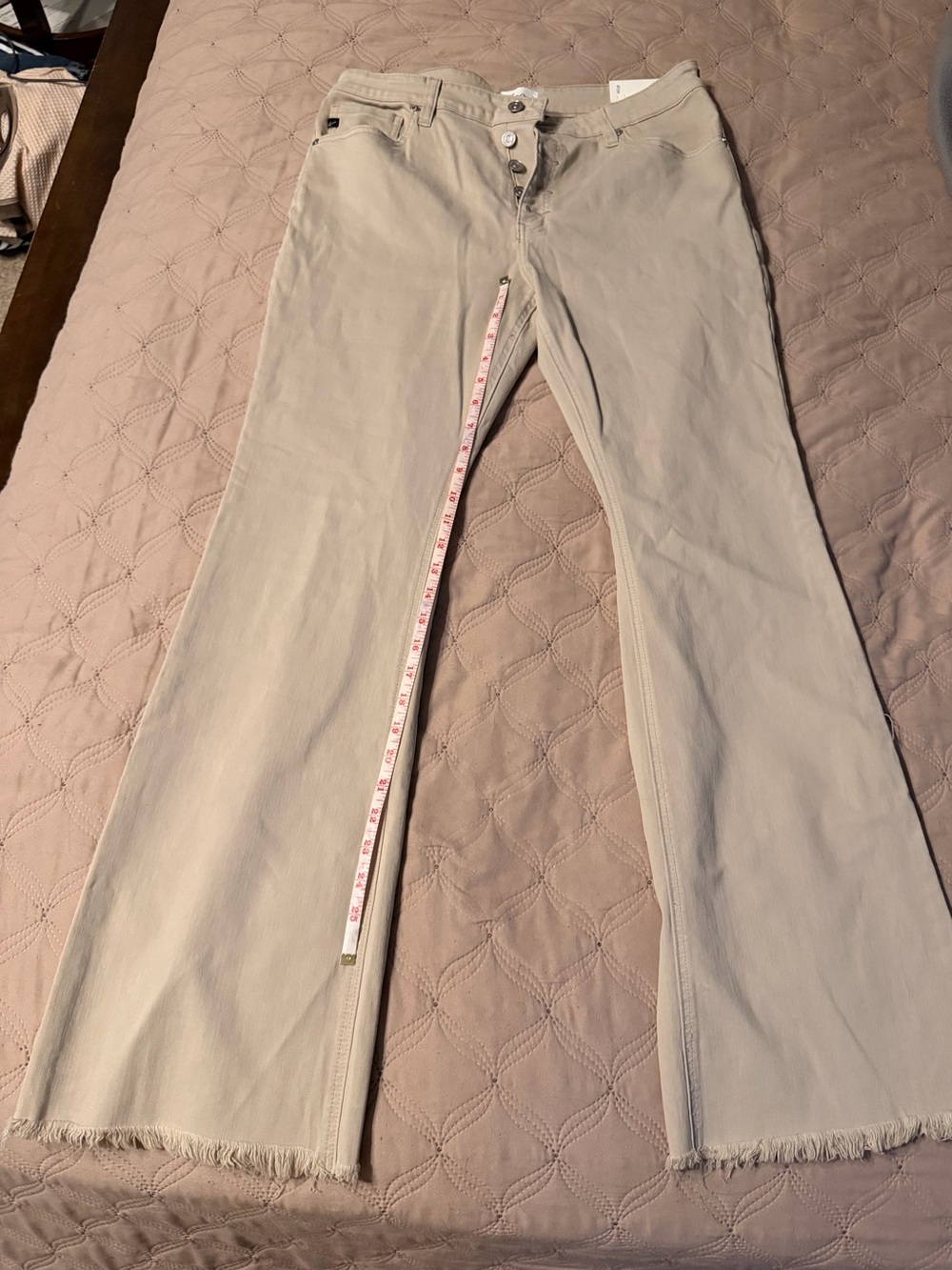 Kancan Light Beige flared fringe jeans New with tags